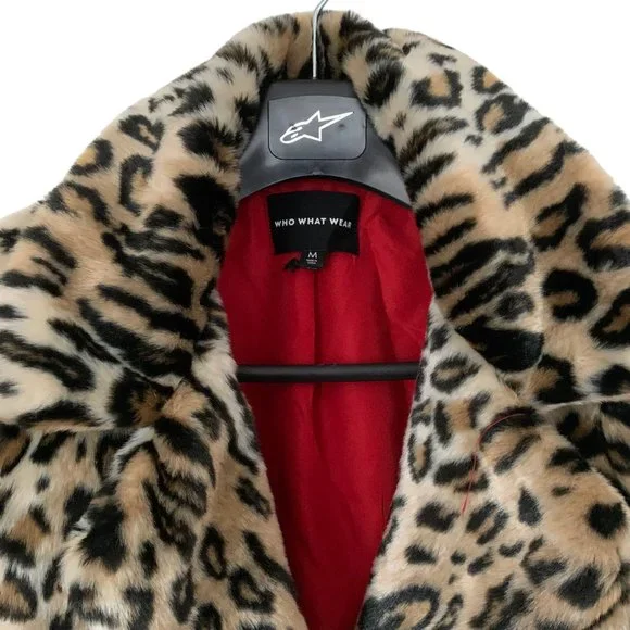 Who What Wear Women's Faux Leopard Print Fur Coat - Size M - Picture 6 of 9